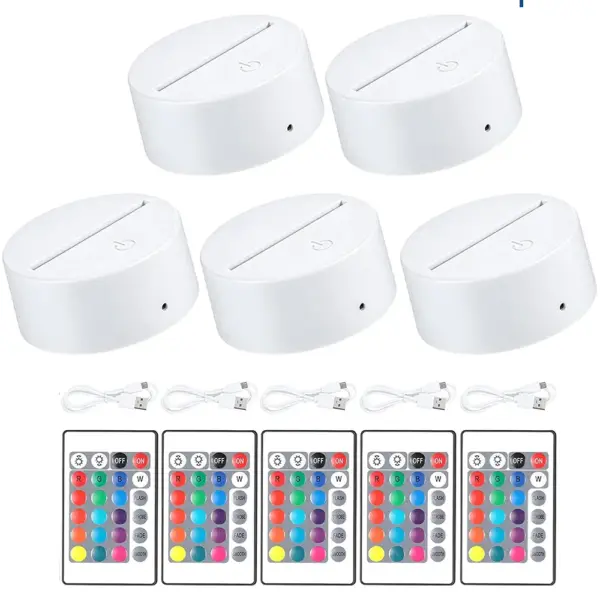 Set of 3D LED Acrylic Lamp Bases with Remote - Image 10