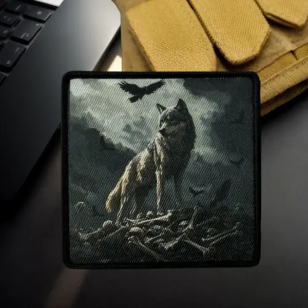 Tactical Wolf Printing Patch Hook & Loop for Clothing - Image 2