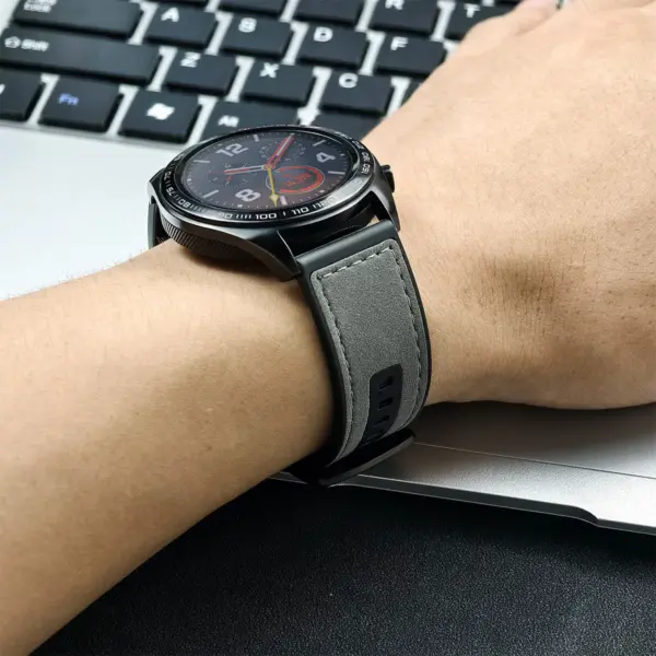 22mm Leather Breathable Sport Strap for Huawei Watch GT4 - Image 5
