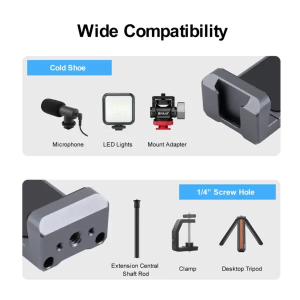 PULUZ Aluminum Phone Clamp with Cold Shoe Mount - Image 4