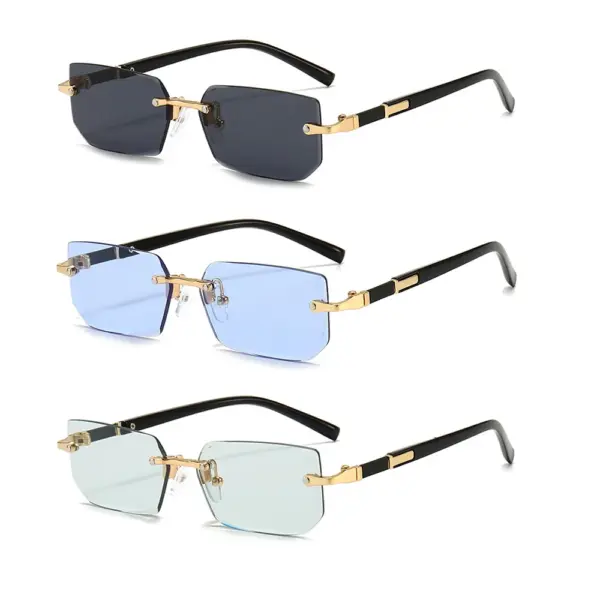 Rimless Rectangle Sunglasses WOMEN Men Summer - Image 14