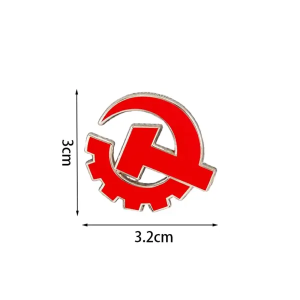 Red Sickle Hammer Badge with Hollow Out Design - Image 6