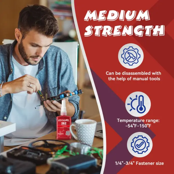 50ml Red Threadlocker for Metal Components - Image 4