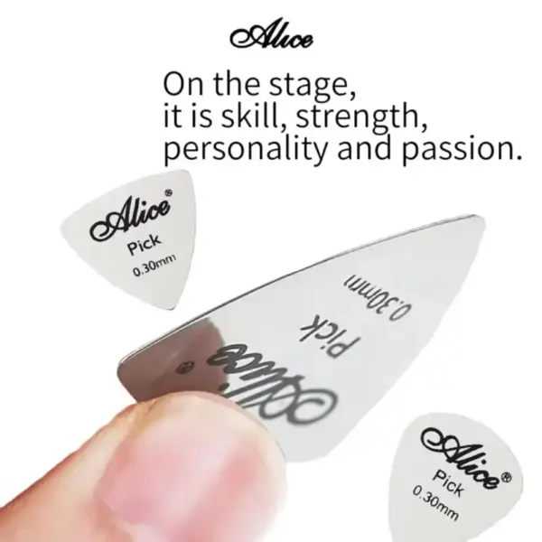 Alice 10Pcs Silver Metal Guitar Picks 0.3mm - Image 2