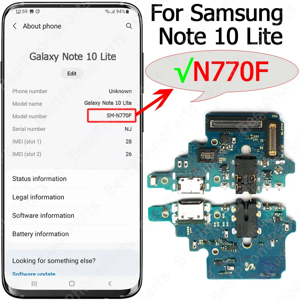 Samsung Galaxy Note 10 Lite USB Charging Port PCB 8 Samsung Galaxy Note 10 Lite USB Charging Port PCB - Image 8