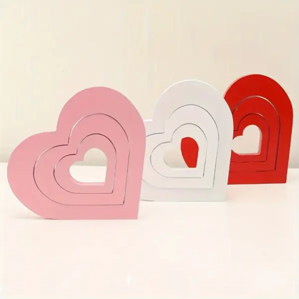Wooden Valentine's Day Heart Decor Set - Image 3