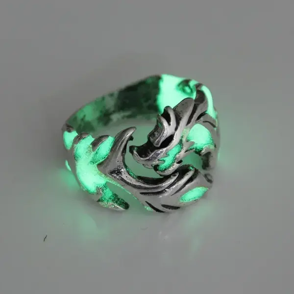 Luminous Gothic Dragon Men's Ring - Image 2