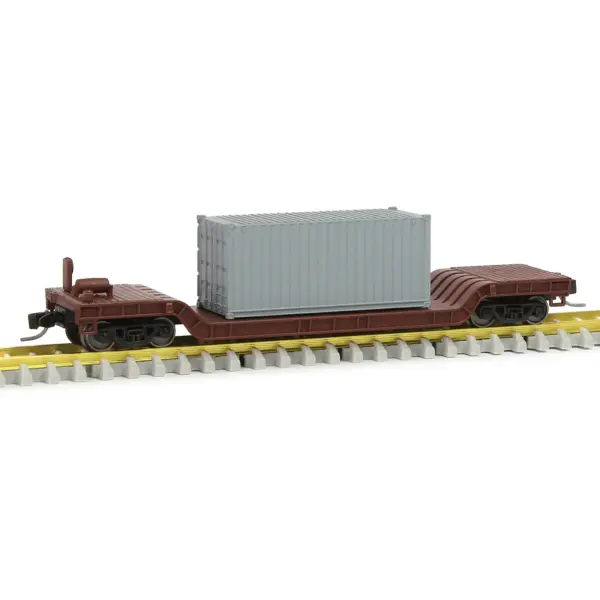 Evemodel N Scale Depressed Center Flat Car Model with 20ft Container - Image 13