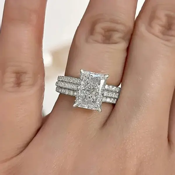 Huitan Elegant 3-Piece Cubic Zirconia Ring Set - Image 7