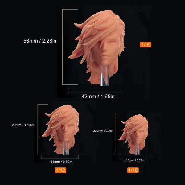 Unpainted 1/6-1/18 Anime Head Sculpt for DIY Fans - Image 9