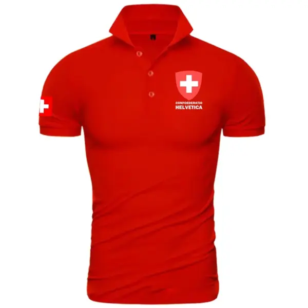 Swiss Confederation Men’s Short Sleeve Polo Shirt - Image 12