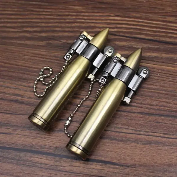 Retro Bullet Kerosene Lighter Keychain for Men - Image 2