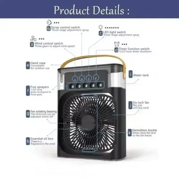 Portable 3-in-1 Humidifier Fan with LED Lights - Image 6