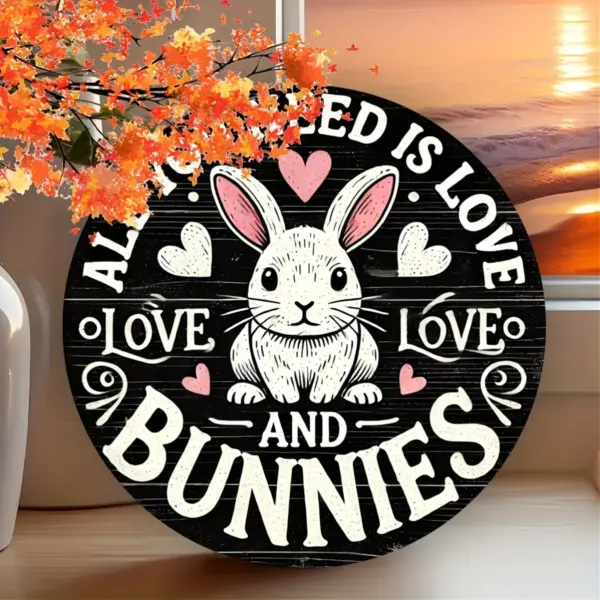 Country Style Wooden Wall Wreath with Rabbit Pattern - Image 9
