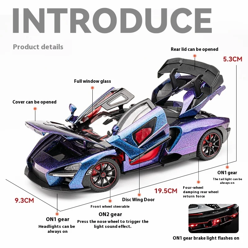 1:24 Diecast McLaren Senna Car Model 2 1:24 Diecast McLaren Senna Car Model - Image 2