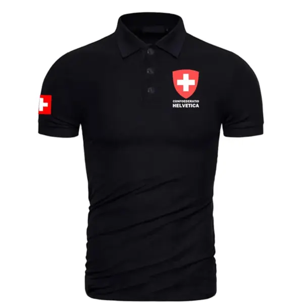 Swiss Confederation Men’s Short Sleeve Polo Shirt - Image 7