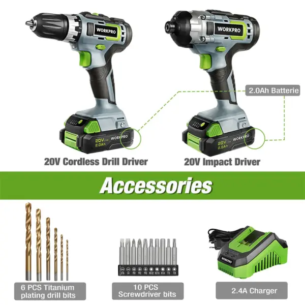 20V Cordless Drill & Impact Driver Kit W004578A - Image 5