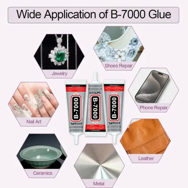 B7000 Transparent DIY Glue with Rhinestones and Applicator - Image 6