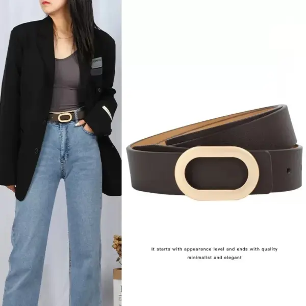 Luxury Leather Women's Belt with Square Buckle - Image 2
