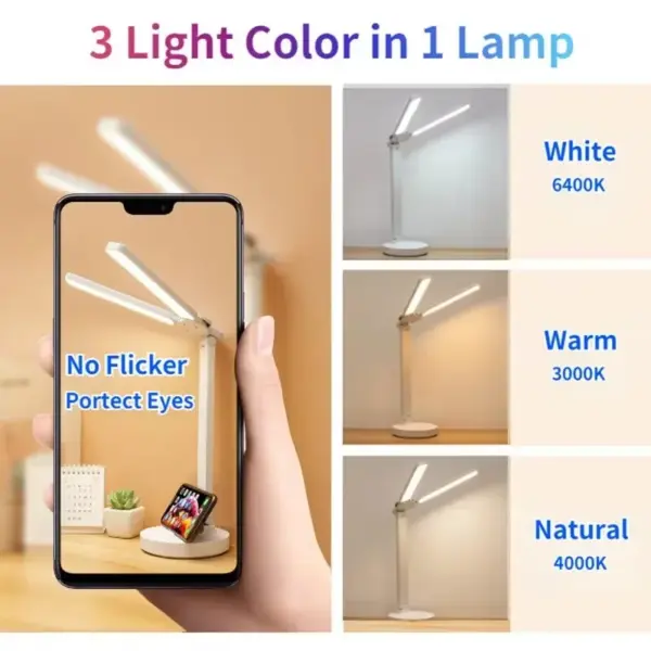 Foldable USB Desk Lamp with Clock and Night Light - Image 3