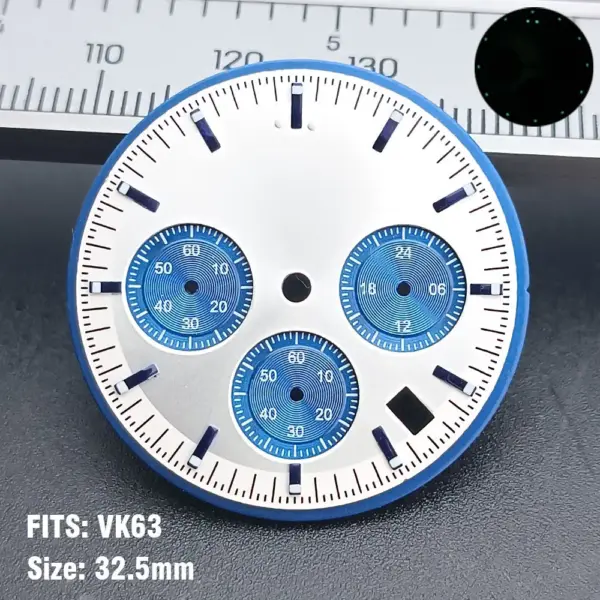 VK63 32.5mm Quartz Watch Dial with Luminous Hands - Image 7