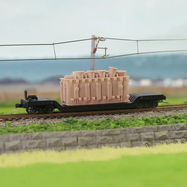 Evemodel N Scale Depressed Center Flat Car Model with 20ft Container - Image 6