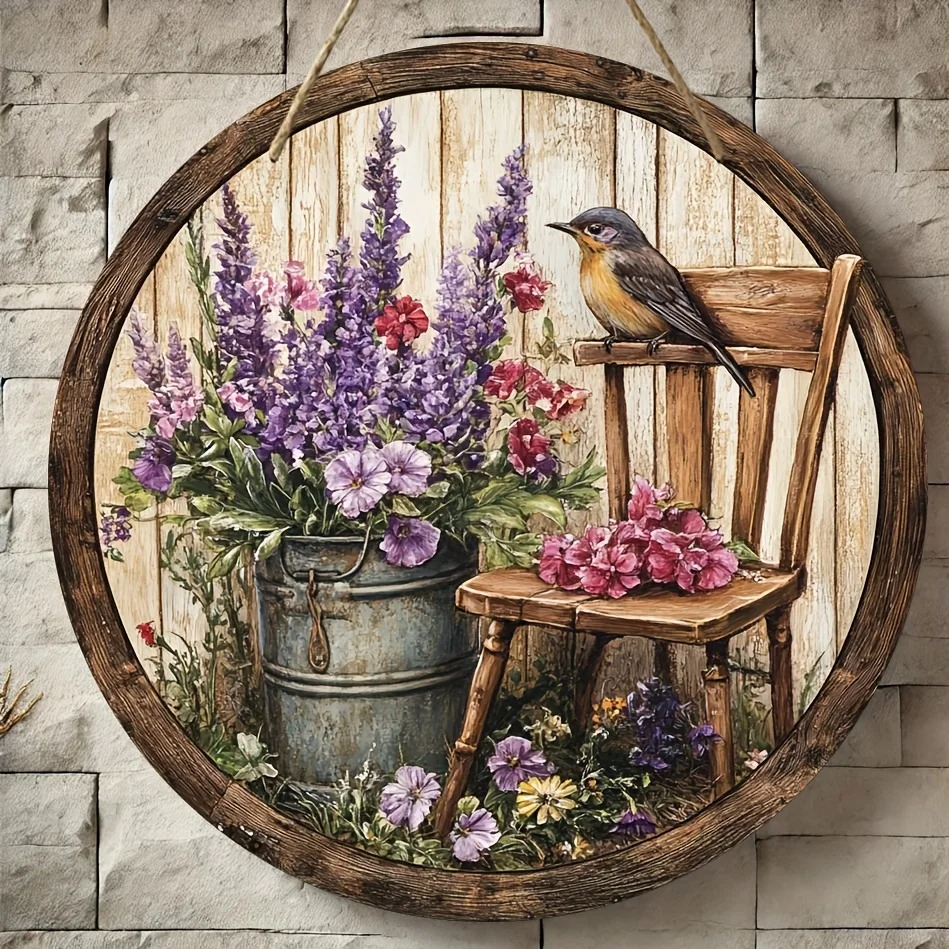 Rustic Round Wooden Sign for Decor 2 Rustic Round Wooden Sign for Decor - Image 2