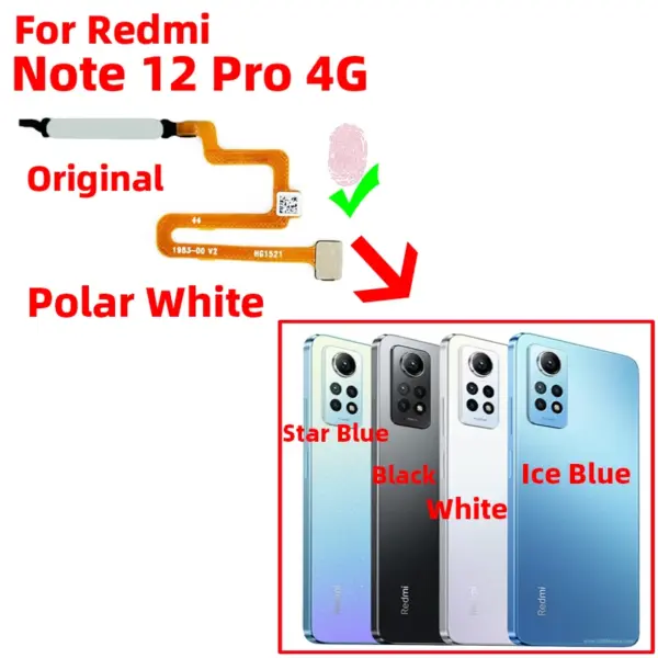 Original Fingerprint Sensor Replacement for Xiaomi Redmi Note 12 Pro 4G - Image 5