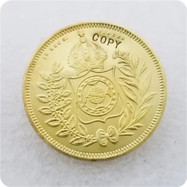 Brazil 1838-39 Pedro II 10000 Reis Replica Coin - Image 2