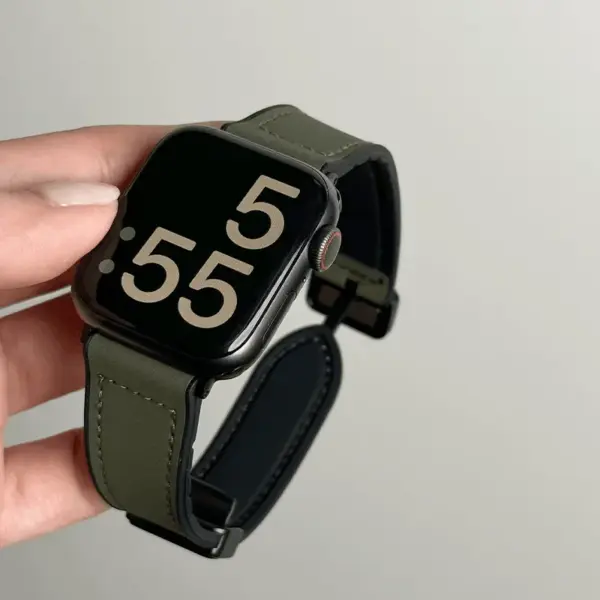 Silicone Leather Strap for Apple Watch 44mm/49mm - Image 3