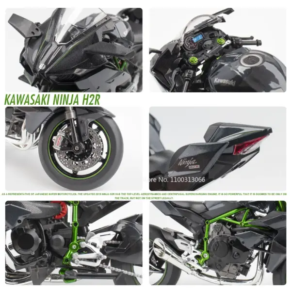 1:9 Kawasaki Ninja H2R V4S Diecast Motorcycle Model - Image 4
