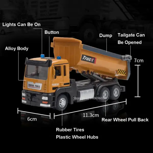 1:32 Scale Engineering Crane Dump Truck Model - Image 3