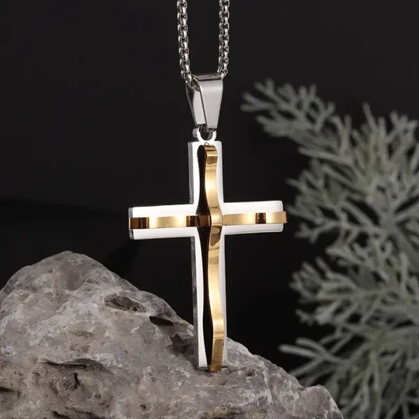 Vintage Christian Cross Stainless Steel Pendant AL20401 - Image 11