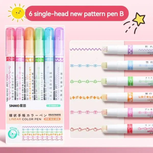 Set of 6 Color Flower Line Highlighters - Image 7