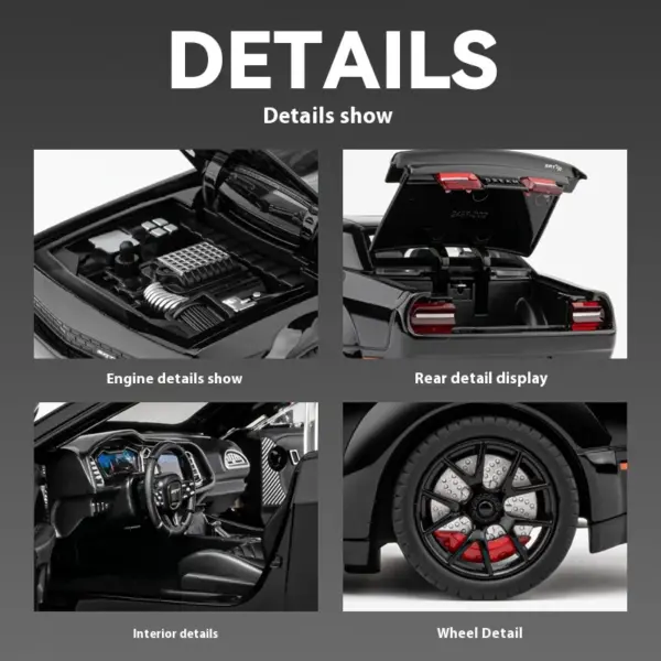1:24 Dodge Challenger Hellcat Redeye Diecast Model - Image 4