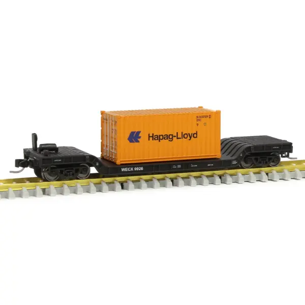 Evemodel N Scale Depressed Center Flat Car Model with 20ft Container - Image 14