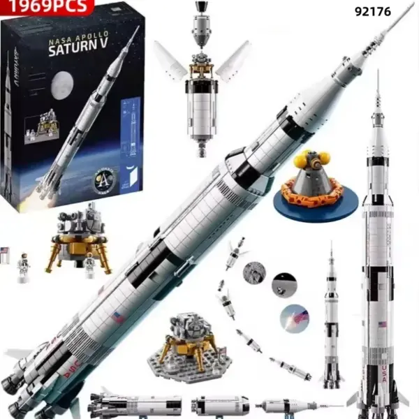 1900+PCS Apollo Saturn Space Rocket Building Set - Image 2