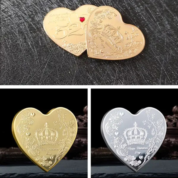 Chinese Style Heart-Shaped Collectible Coin for Valentine's - Image 6