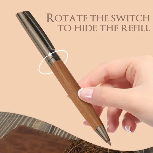Premium Rosewood and Ebony Ballpoint Pen Set - Image 2