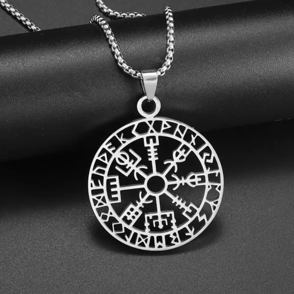 Vintage Nordic Rune Compass Necklace AL18514 - Image 2
