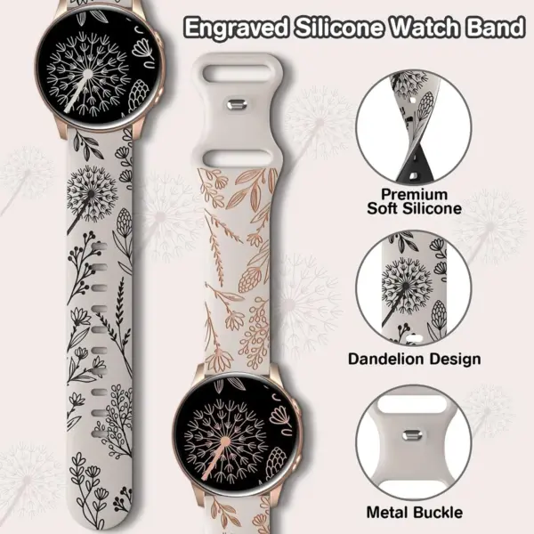 20mm Silicone Dandelion Strap for Samsung Galaxy Watch - Image 4