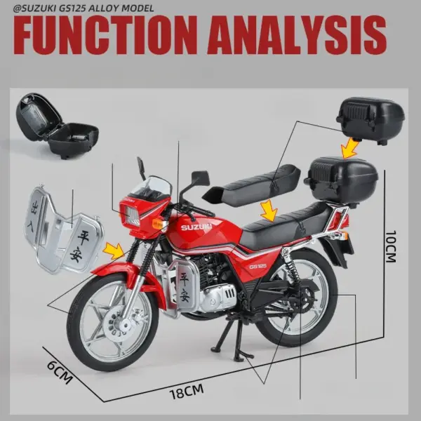 1:12 Suzuki GS125 Classic Motorcycle Diecast Model - Image 3
