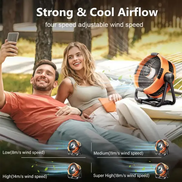 Portable Camping Fan with 20000mAh Battery and LED Light - Image 3