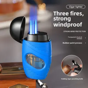 Visible Gas Windproof Cigarette Cigar Lighter Blue Flame Torch 17 S2b91daba0c684ce585492675ebf8fb948