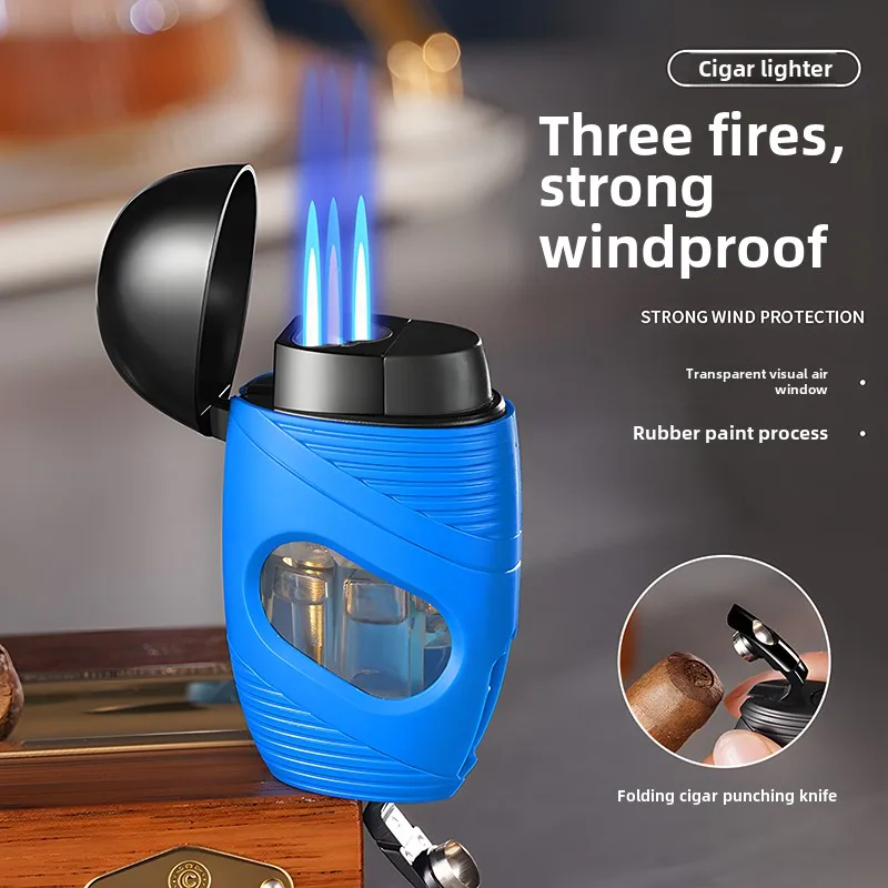 Visible Gas Windproof Cigarette Cigar Lighter Blue Flame Torch 4 Visible Gas Windproof Cigarette Cigar Lighter Blue Flame Torch - Image 4