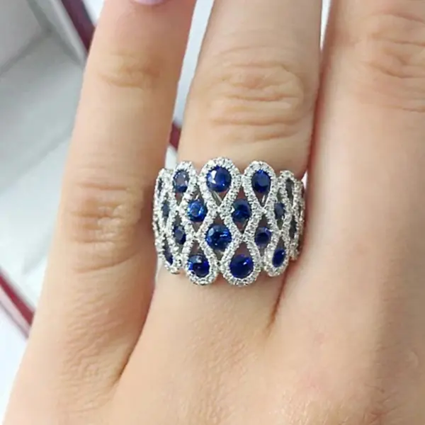 Huitan Geometric Zirconia Cocktail Ring for Women - Image 3