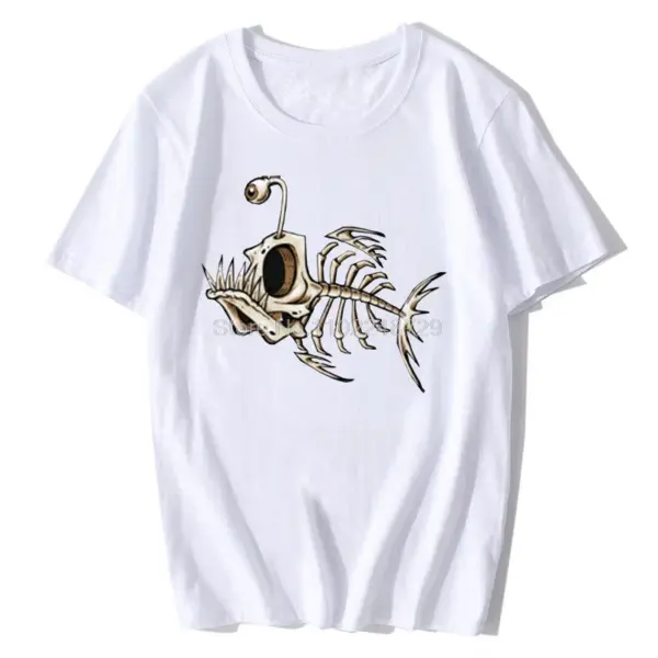 Bonefish Skull Deep Sea Fish Skeleton T-Shirt for Men - Image 6