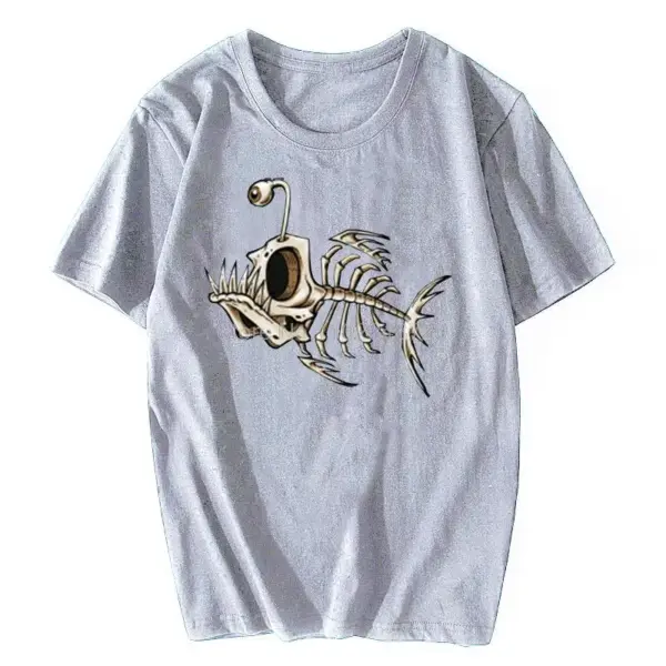 Bonefish Skull Deep Sea Fish Skeleton T-Shirt for Men - Image 7
