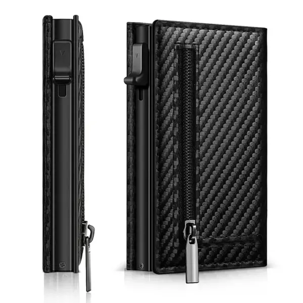 Men's Carbon Fiber RFID Wallet with AirTag Slot - Image 3