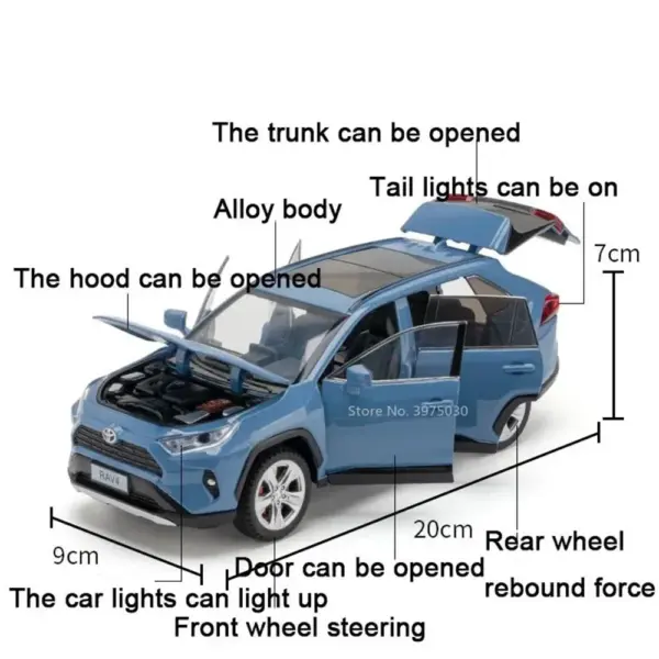 1:24 Camry RAV4 Diecast Model Car with Lighting - Image 3